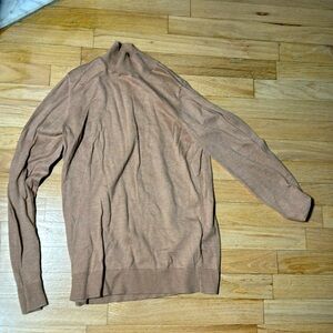 women's mock turtleneck long sleeve sweater camel tan neutral size medium
